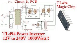 TL494 Power Inverter 1000Watt 12V to 240V DC to AC [upl. by Olzsal]