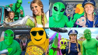 Police and Puppy Surprised by Alien Car Ride Chase [upl. by Yllatan]