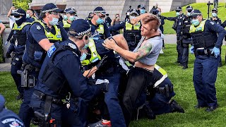 Antilockdown protests turn violent in Melbourne [upl. by Anomis]