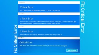 Fix Critical Error Your start menu isnt working [upl. by Hezekiah26]