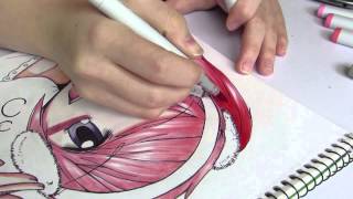 Anime Girl Copic Marker Speed Drawing [upl. by Drofliw546]