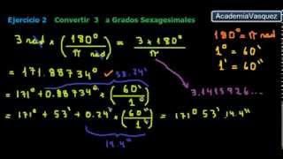 Conversión de Radianes a Grados Sexagesimales Ejercicio 2 [upl. by Muhcon]