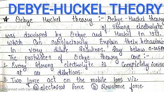 DEBYEHUCKEL THEORY  Basic concept  electrochemistry  msc semester exam notes [upl. by Rafa199]