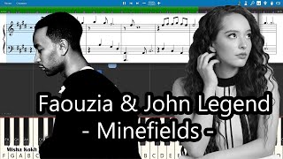 Faouzia amp John Legend  Minefields Piano Tutorial  Sheets  MIDI Synthesia [upl. by Miun14]