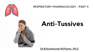 Antitussives  Respiratory Pharmacology  Part 11 [upl. by Aniretake]