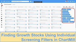 Finding Growth Stocks Using Individual Screening Filters in ChartMill [upl. by Alleb257]