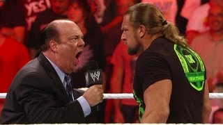 Paul Heyman accepts Triple Hs SummerSlam challenge Raw July 23 2012 [upl. by Feliks]