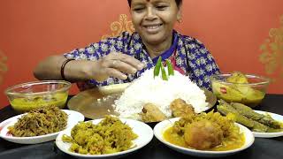 EATING RICE WITH DAL MACHER DIMER BORA FULKOPI DIYE HASHER DIMKATLA MACHER JHAL ।। [upl. by Rosner617]