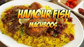 HOW TO COOK HAMOUR FISH MACHBOOS  Arabian Food [upl. by Eiralih]