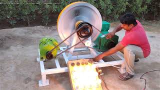 Free energy Generator With 100 Kg Flywheel 12Kw Alternator 100 Real Free Electricity [upl. by Lipsey]