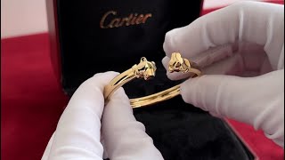 Unboxing Video  Panthere de Cartier Bracelet Yellow gold tsavorite garnets onyx [upl. by Norb]