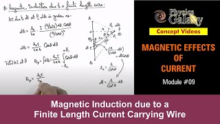 Class 12 Physics  Magnetic field 9 Magnetic Induction due to a Finite Length Wire For JEE amp NEET [upl. by Uliram965]