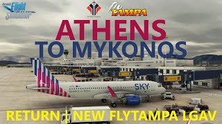 MSFS  New FlyTampa Athens LGAV  Athens to Mykonos Return on VATSIM flybywire A32nx [upl. by Agnesse]