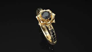 YELLOW GOLD LADYS ROSE BLACK DIAMOND RING  ELENA NO 13 [upl. by Milman]