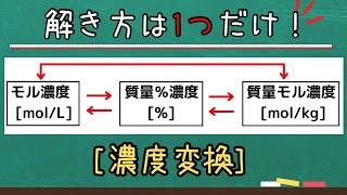 【高校化学】濃度変換（モル濃度⇄質量％濃度⇄質量モル濃度 どの変換も1つの解法だけで解けます）化学基礎・化学 [upl. by Margarida]