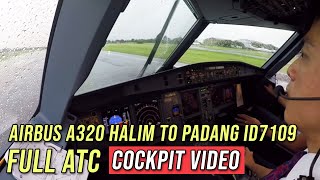 FULL ATC  Airbus A320 Halim to Padang ID7109  by Vincent Raditya Batik Air Pilot  Cockpit Video [upl. by Sanferd]