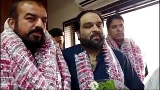 DIG Mirpur Khas Javed Jaskani wearing a necklace amp congratulating him is PPP MNA Pir Ameer Ali Shah [upl. by Anihs103]