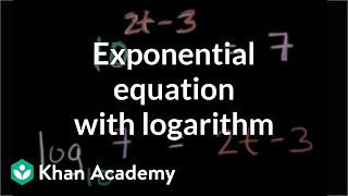 Solving exponential equation with logarithm  Logarithms  Algebra II  Khan Academy [upl. by Arber]