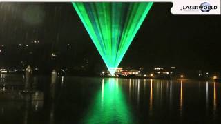 Laser show demonstration over a lake somewhere in Bavaria  Laserworld [upl. by Anialem]