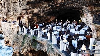 Cave Restaurant in Polignano a Mare Puglia Italy  Grotta Palazzese [upl. by Reniar277]