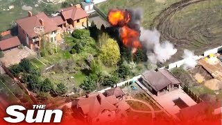 Ukrainian troops destroy Russian tanks hiding in gardens [upl. by Nelli]