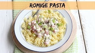 Romige pasta met hamblokjes en doperwtjes  LEKKER EN SIMPEL [upl. by Merkle440]