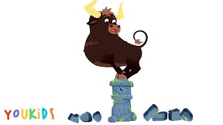 Hickory Dickory Dock Caracal amp Bull  YouKids Nursery Rhymes [upl. by Htrag]