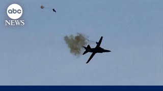 Video shows debris falling onto highway after 2 aircraft crash midair during Dallas WWII airshow [upl. by Chemush]