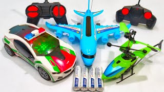 Radio Control Airplane A380 and Remote Control Rc Police Car helicopter aeroplane plane caar toy [upl. by Llednahs1]