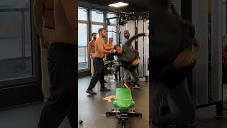 When Bro got your back at the gym🤯comedy funny fail mrsus patrox workout training chestday [upl. by Shaylyn57]