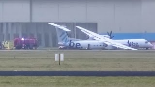 Crash landing Flybe Dash 8 at Amsterdam Schiphol During storm Doris 4K [upl. by Llehcear]