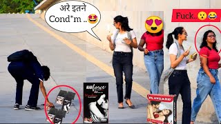 DROPPING CONDM IN PUBLIC 2 MANFORCE PRANK IN Cute GIRL Reaction Crazy Reaction😜 reaction funny [upl. by Eirrak]