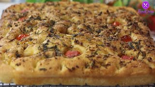 Focaccia Bread Recipe with Cherry Tomatoes and Aromatic HerbsHow to make Easy Focaccia Bread [upl. by Leonie]