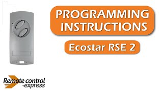 Programming my remote Ecostar RSE 2 [upl. by Adnwahsor]