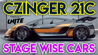 🆕 Asphalt UNITE  CZINGER 21C Special Event  STAGE Wise Cars List 🔥 [upl. by Acinna43]