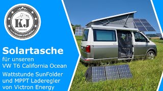 Solartasche für unseren VW T6 California Ocean  Wattstunde SunFolder und MPPT Laderegler [upl. by Ttocs]