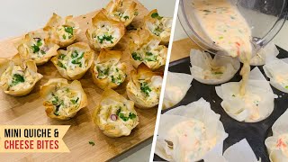 Mini Quiche Lorraine Bites  Easy Recipe  Filo Pastry Cups with Goats Cheese [upl. by Aikyn]