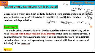 Treatment of Unabsorbed Depreciation PGBP Lecture90 AY 202021 IncomeTax [upl. by Corabella689]