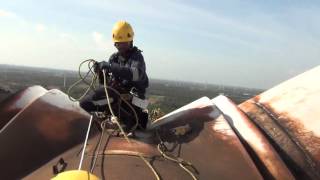 Wind Turbine Blade Cleaning using Rope Access [upl. by Hamfurd518]