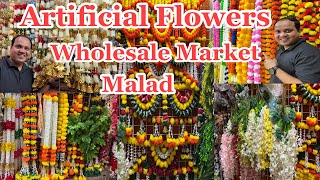 Malad Artificial Flowers Market Market In Mumbai  Decoration Artificial Flowers Wholsales Market [upl. by Aterg831]