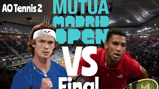 A Rublev vs F AugerAliassime Madrid 24 Final  AO Tennis 2 Gameplay aotennis2 AO2 [upl. by Eslud637]