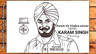 gallantry award winners Captain karam singh drawing [upl. by Ettezil]