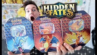 ALL 3 BRAND NEW HIDDEN FATES TIN OPENING [upl. by Anica741]