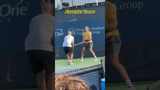 Alexander Zverev  resistance band warmup at Cincinnati Open 2024 [upl. by Choo]