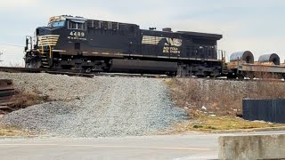 Westbound NS coiled steel train with EOT DPU heading to Gest Street Yard [upl. by Pelage]