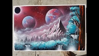 spray paint art tutorial for beginners tips and tricks landscape and space techniques [upl. by Bazar]