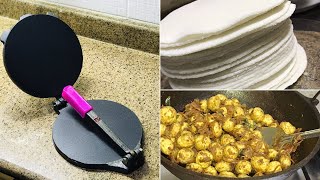 Soya Chunks Roast amp Rice RotiPathiri  Nonstick Roti press review [upl. by Elburt]