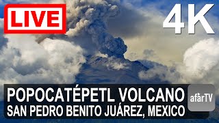 🔴 Live Now 247 Erupting Popocatépetl Volcano from San Pedro Benito Juárez Mexico in 4K Ultra HD [upl. by Yznel]