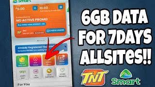 6GB DATA FOR 7 DAYS ALLSITES NA  SMART amp TALKNTEXT [upl. by Esinal93]