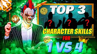 Top 3 Secret 🤫 Character Skills For 1 VS 4  Tips amp Tricks 🤯  Jaswant FreeFire [upl. by Madid942]